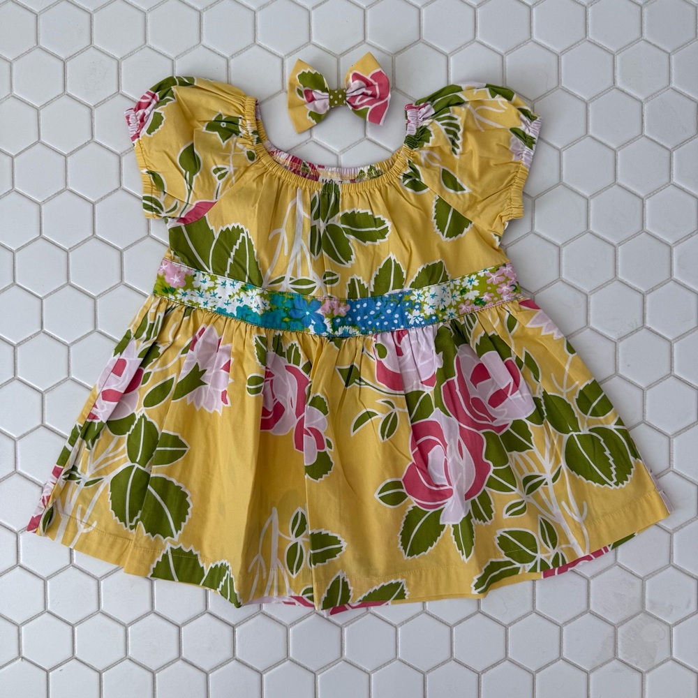 Floral Yellow top with Bow